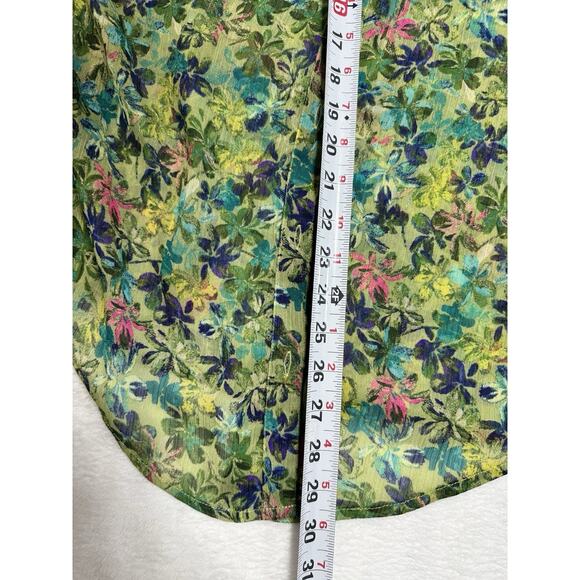 KUT FROM THE KLOTH Med Sheer Bordeaux Button Front Blouse/Top Blue/Green - Picture 7 of 8